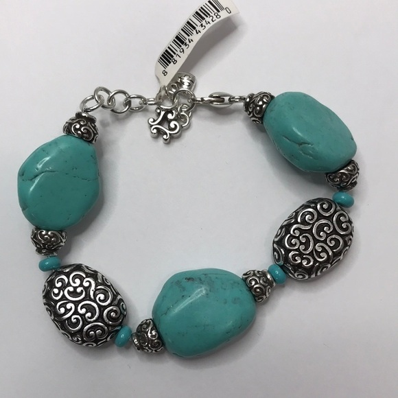 New BRIGHTON Full Moon Rising Silver Turquoise Stone Bracelet - Picture 1 of 4